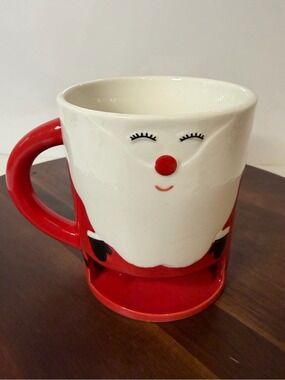 Indigo Santa Cookie Pocket Mug Red Ceramic Christmas
